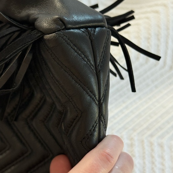 Maje Black Chevron Quilted Leather Crossbody Bag - Picture 10 of 11